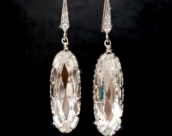 Wedding Earrings, Bridal Jewelry, Chandelier Swarovski Crystal Cubic Zirconia Drop Earrings, Wedding Accessories