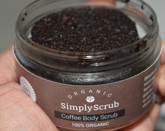 Coffee Body Scrub - Organic Body Srub 3.5oz Jar - Exfoliate Skin, Improve Circulation, Reduce Skin Aging