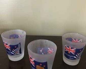 Set Of Three (3) New Zealand Frosted Shot Glasses* 2.5" T X 2" W