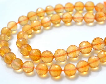 AAA Quality Citrine Faceted 6mm Round Beads 6