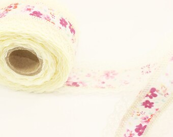 40 mm Cream Lace, lace ribbon, lace, ribbon, wedding ribbon, French ribbon, baby shower, Lace Trim Ribbon, French lace, printed lace, DNTB