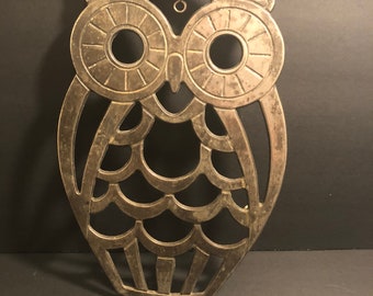Vintage Brass Owl Trivet