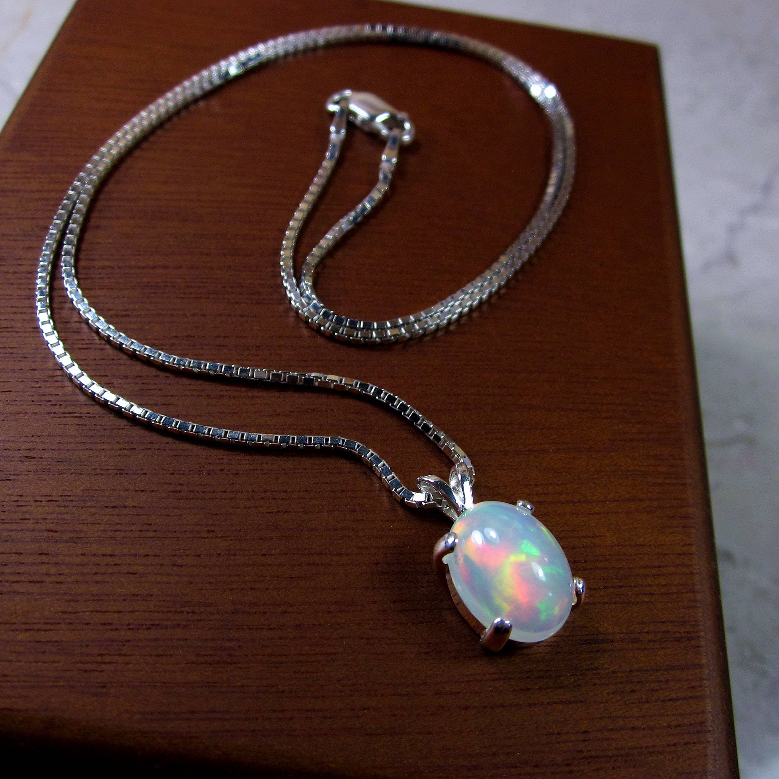 Large Opal Pendant Genuine Opal Large Opal Necklace