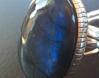 Sterling Silver Labradorite Ring Size 6