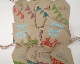 Handmade Gift Tags, set of 12 in Recycled Tin