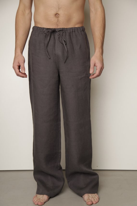 Pantalon lin pyjama classique pour hommes / lin Mens Loungwear