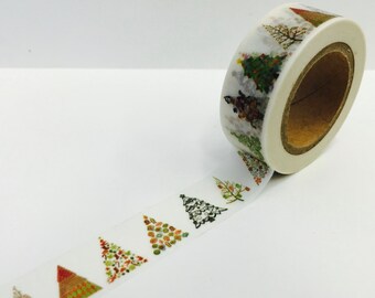 Holiday Winter Christmas Patterned Trees Paper Washi Tape Scrapbooking Decorate Sticker ( 615)