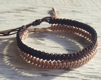 Set of 2 Knotted Bracelets Couple bracelets , Friendship bracelets , Matching Macrame