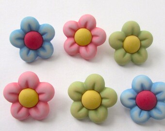 6 Flower buttons fofuchas , fofupen & 3d foam art, appliques, embellishments