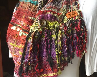 Saori Handwoven Infinity Scarf / Long Mobius Cowl