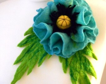 Felted Flower, Hand Felted BROOCH