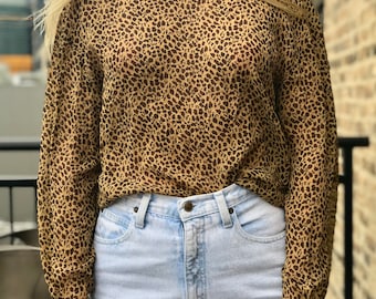 vintage long sleeve silk leopard print blouse from bloomingdale's