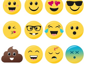 Emoji Clipart, Smiley Face Clipart, Faces, Printable, Commercial Use