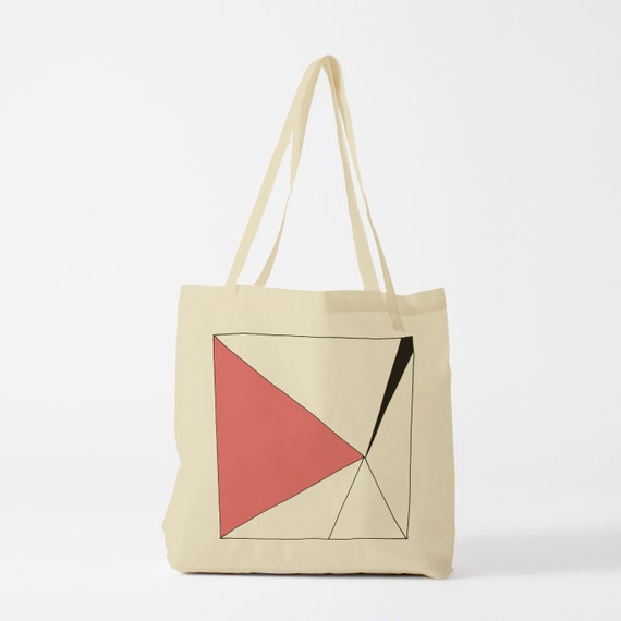 Tote Bag Pink triangle in a square. Sports bag, swimming bag, yoga bag, groceries bag, school bag, laptop bag.