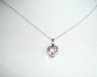 Tiny Heart Necklace, June birthstone, alexandrite Swarovski crystal