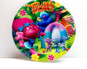 Trolls paper plate. Paper plates 10 pcs. Set for children's holiday, party or birthday. Trolls party. Poppy plates.