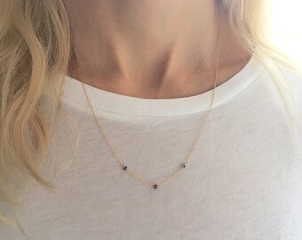 Amethyst Necklace, Gold Amethyst Necklace, February Birthstone, Amethyst Crystal, Dainty Necklace, 14k Gold Filled