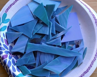 Light Blue Scrap Glass-1/2 lb lot-1 lb mix-Blue Glass Mix-Scrap Glass-Mosaic Glass