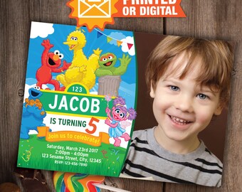 Printed or Digital - Sesame Street Invitation, Printable Sesame Street Party, Elmo Birthday Invite, Sesame Street Invitation, Plaza Sesamo