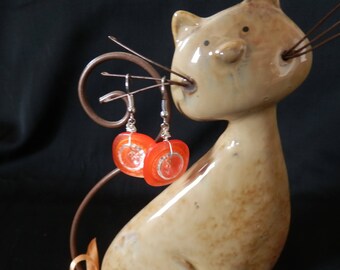 orange button earrings