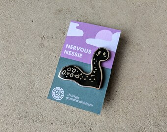Nervous Nessie Enamel Pin Loch Ness Monster