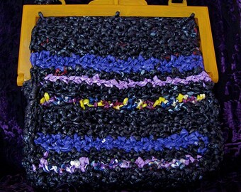 Vintage/ Recycled hand crocheted purse,Recycled plastic purse,Upcycled purse