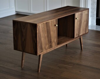 Mid Century Modern Walnut Record Cabinet