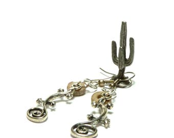 Gecko Fossil Earrings Natural Found Crinoid Stones Charm Pair River Rocks Drilled Beach Stones Pebbles Gift