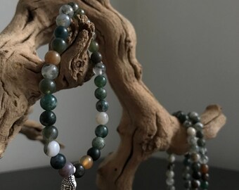 Jasper Bracelet with Buddha Charm (Silver Plated)