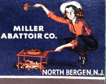 Vintage feature matchbook Miller Abattoir Company North Bergen New Jersey Lamb and Veal