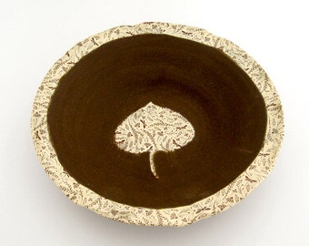 Decorative Bowl - Aspen Leaf - Dragonflies - Ceramic Bowl - Hand Thrown Stoneware Pottery