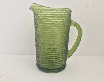 Glass Pitcher by Anchor Hocking - Avocado Green Soreno Pattern
