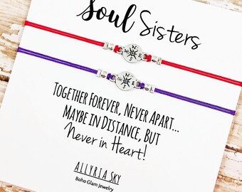 Soul Sister Bracelet Set | Best Friend Gift | Long Distance Friends | Soul Sister Card | Big Little Sorority | Matching Bracelets