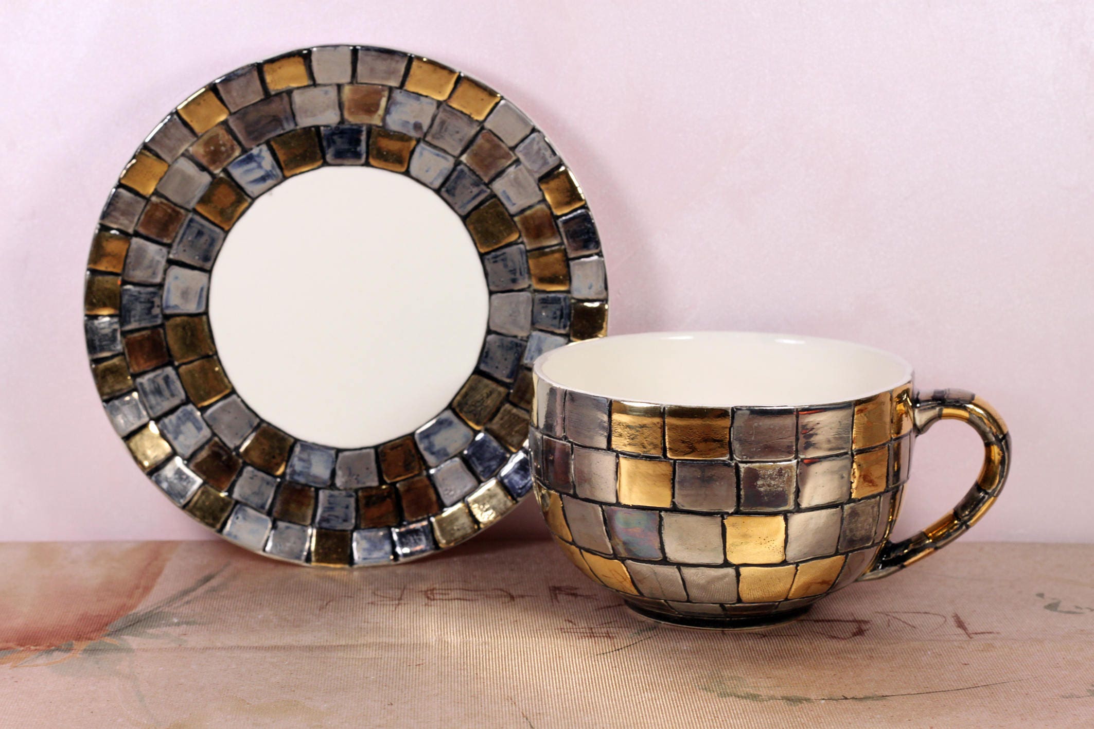 Ceramic Cup and Saucer Set Modern Handmade Cup with Saucer