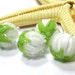 SMAUGGS handmade blossom bead (2pc, 11mm), glass, white, green, hole 2mm