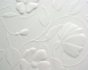 10 5.75x5.75 sheets white embossed vellum with floral pattern