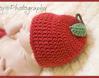 Apple Of My Eye Crocheted Cotton Hat - Great Photo Prop