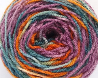 Hand paint pure wool knitting yarn #1843, DK 3-ply worsted 50g/125m cake