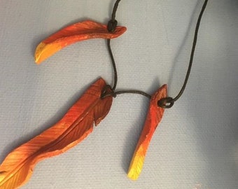 Leather Firebird/Phoenix necklace
