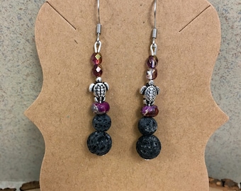 Hypoallergenic Aromatherapy Earrings, Essential Oil Diffusing Earrings, Diffuser Earrings, Lava Earrings, Lava Bead Jewelry, Turtle Earrings