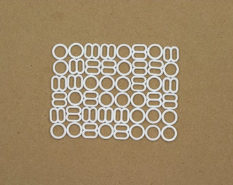 12 Sets 1/4" White Nylon Rings and Sliders for Bra Making and Lingerie Sewing 6mm Bra Adjusters Bramaking DYEABLE