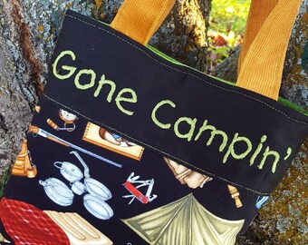 Boy's Camping Tote, Monogrammed Toddler Tote Bag, Boys Bag, Preschool Bag, Toy Bag, Toddler Overnight Bag, Ring Bearer Gift