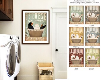 Bernese Mountain dog berner dog laundry basket company laundry room artwork UNFRAMED print by stephen fowler geministudio