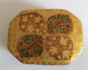 Intricate Design Vintage Paper Mache Trinket Box| Kashmiri Paper Mache Lacquered Trinket Box