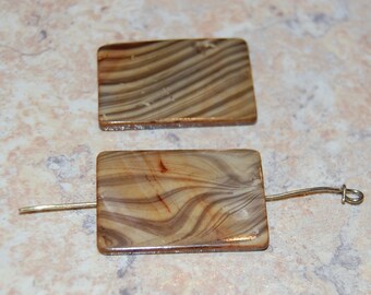 1 Mother of Pearl Shell Pendant beads Brown Gray striped focal