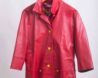 Leather jacket Rosso70s-Max mara style-Cod D31