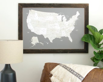 US Map Push Pin, Travel Map, United States Map, Push Pin Map, Husband Gift, Gifts for Traveler, Valentine's Day, United States Travel Map