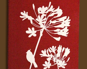 Red Cardinal on Agapanthus Wall Art
