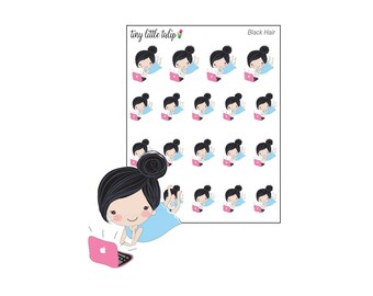 Planner Stickers Doodle Girl on a Laptop