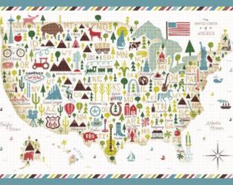 Windham Fabrics by Whistler Studios - Multi Coast to Coast Panel - 43004P-X - United States Panel - 100% cotton fabric